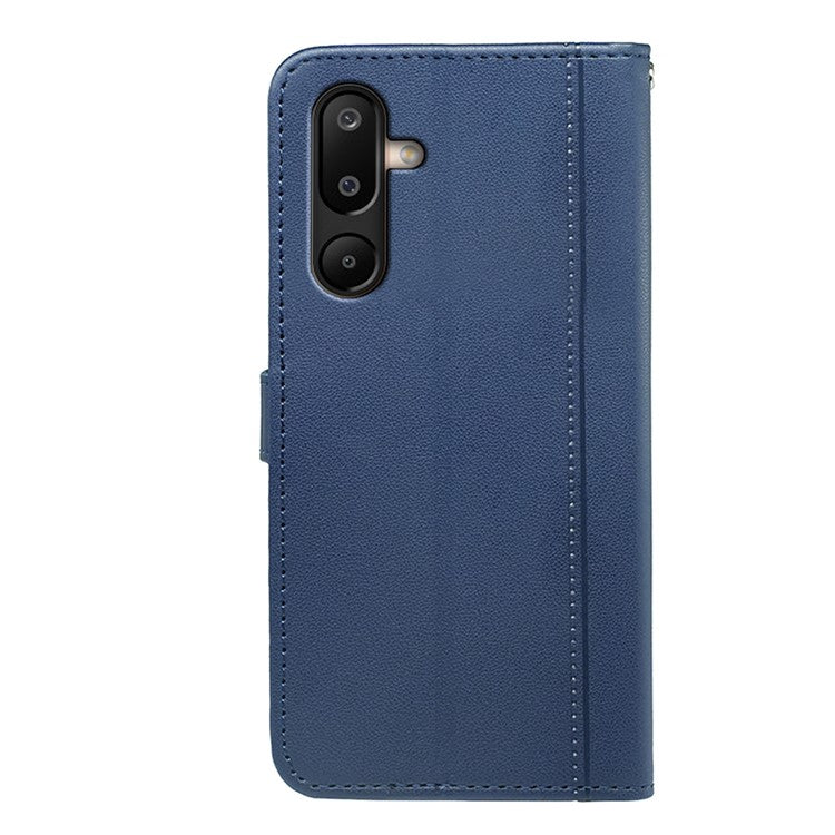 For Samsung Galaxy M16 5G / F16 5G Wallet Case Magnetic Snap Leather Phone Cover with Strap - Blue