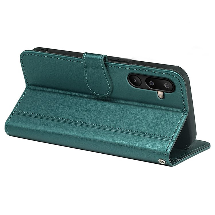 For Samsung Galaxy M16 5G / F16 5G Wallet Case Magnetic Snap Leather Phone Cover with Strap - Green