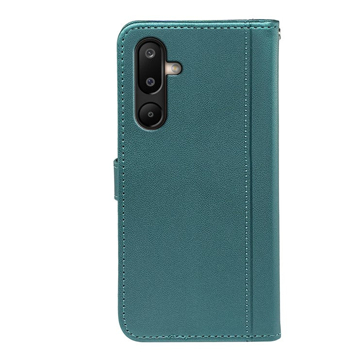 For Samsung Galaxy M16 5G / F16 5G Wallet Case Magnetic Snap Leather Phone Cover with Strap - Green