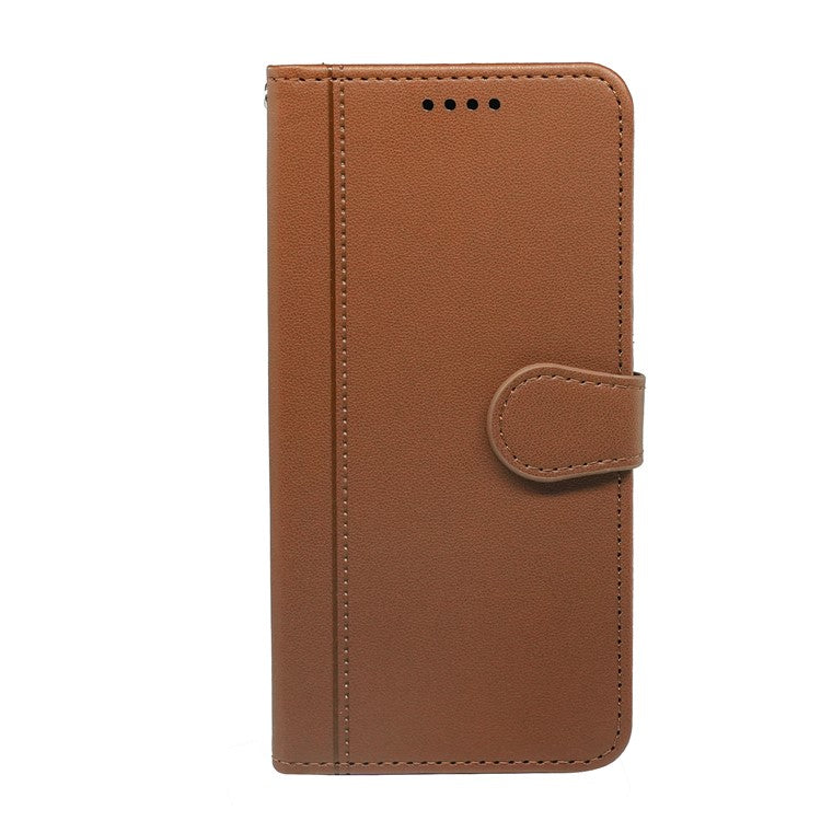 For Samsung Galaxy M16 5G / F16 5G Wallet Case Magnetic Snap Leather Phone Cover with Strap - Brown