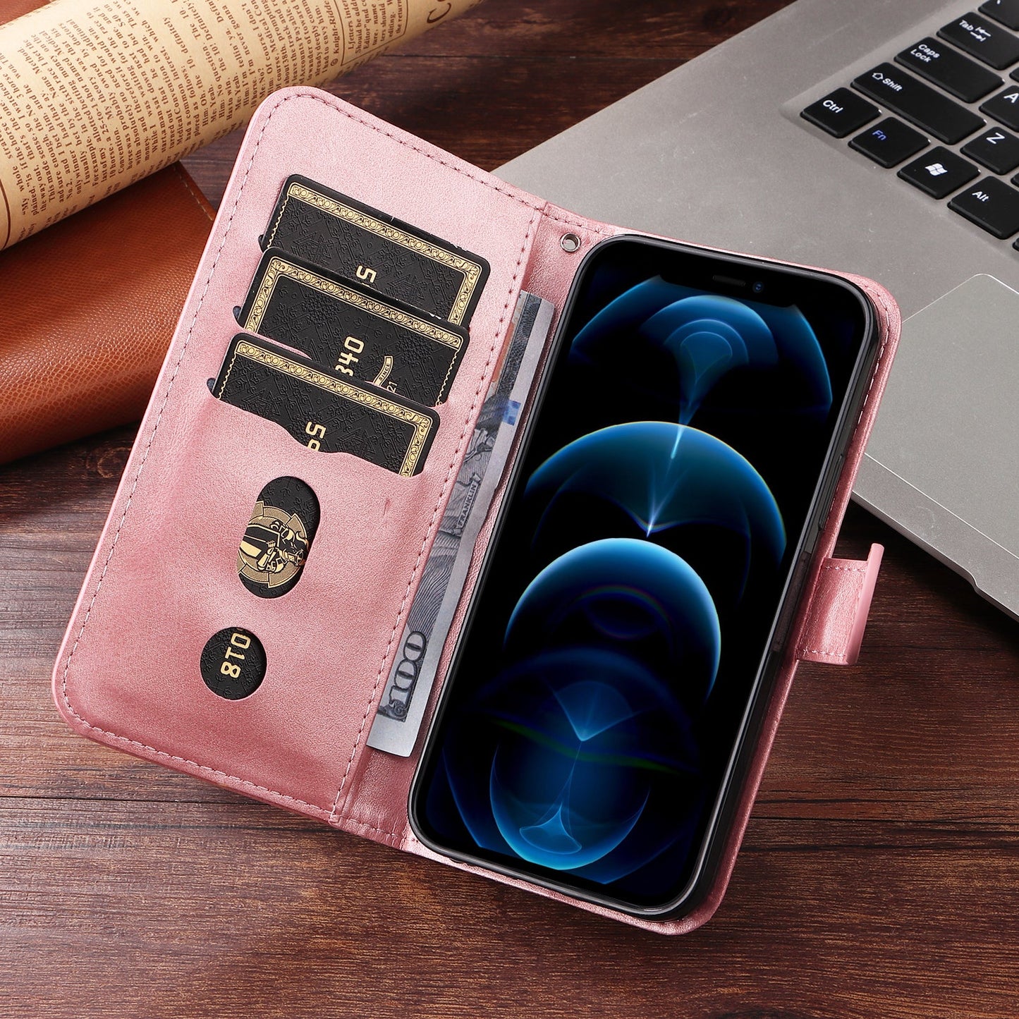 For Samsung Galaxy F06 5G PU Leather Cases with Zipper Pocket Wallet Phone Cover Stand - Pink