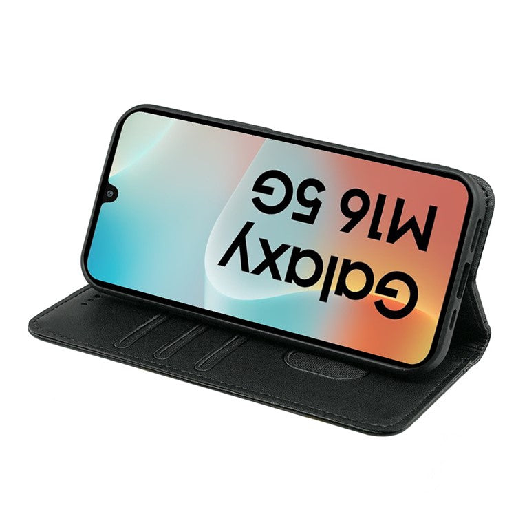 HX01 For Samsung Galaxy M16 5G / F16 5G Wallet Case Magnetic Closing PU Leather Phone Cover - Black