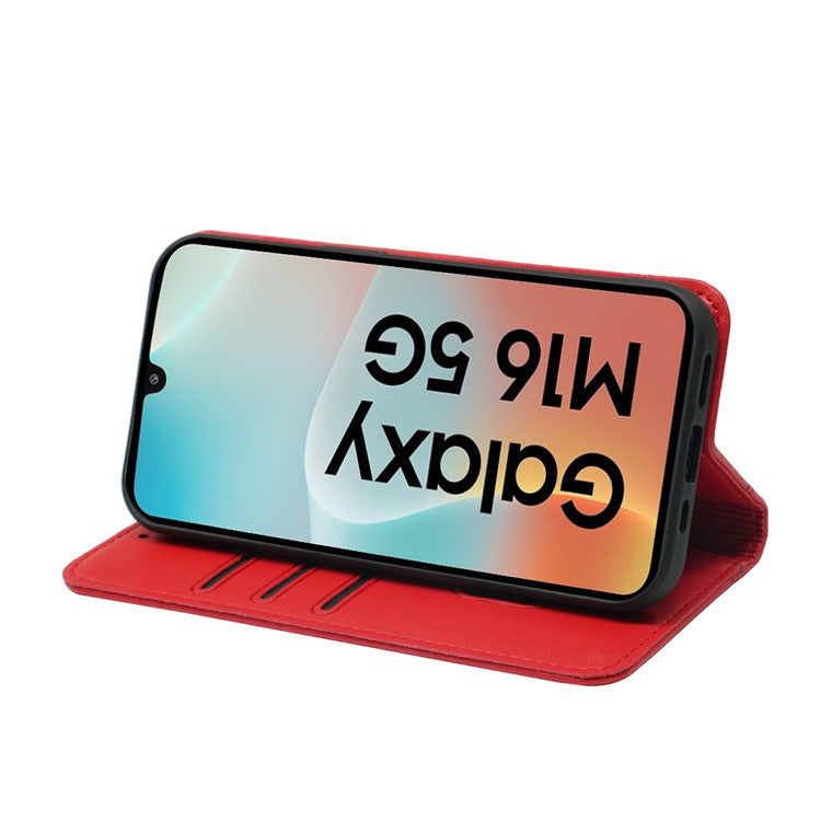 HX01 For Samsung Galaxy M16 5G / F16 5G Wallet Case Magnetic Closing PU Leather Phone Cover - Red