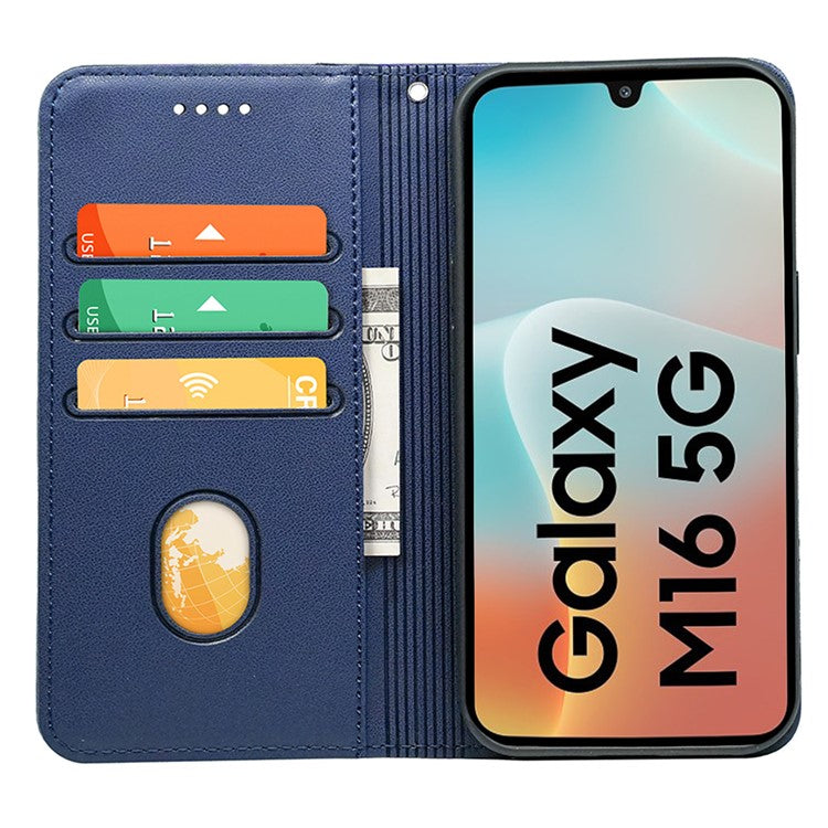 HX01 For Samsung Galaxy M16 5G / F16 5G Wallet Case Magnetic Closing PU Leather Phone Cover - Blue