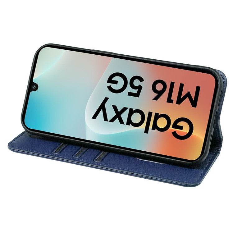 HX01 For Samsung Galaxy M16 5G / F16 5G Wallet Case Magnetic Closing PU Leather Phone Cover - Blue
