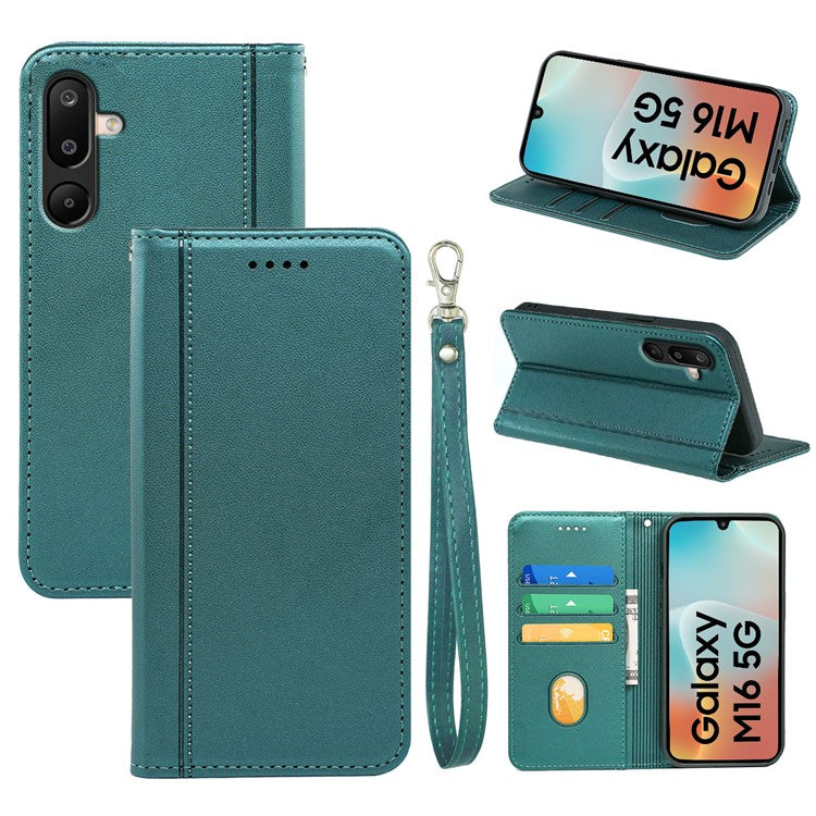 HX01 For Samsung Galaxy M16 5G / F16 5G Wallet Case Magnetic Closing PU Leather Phone Cover - Green