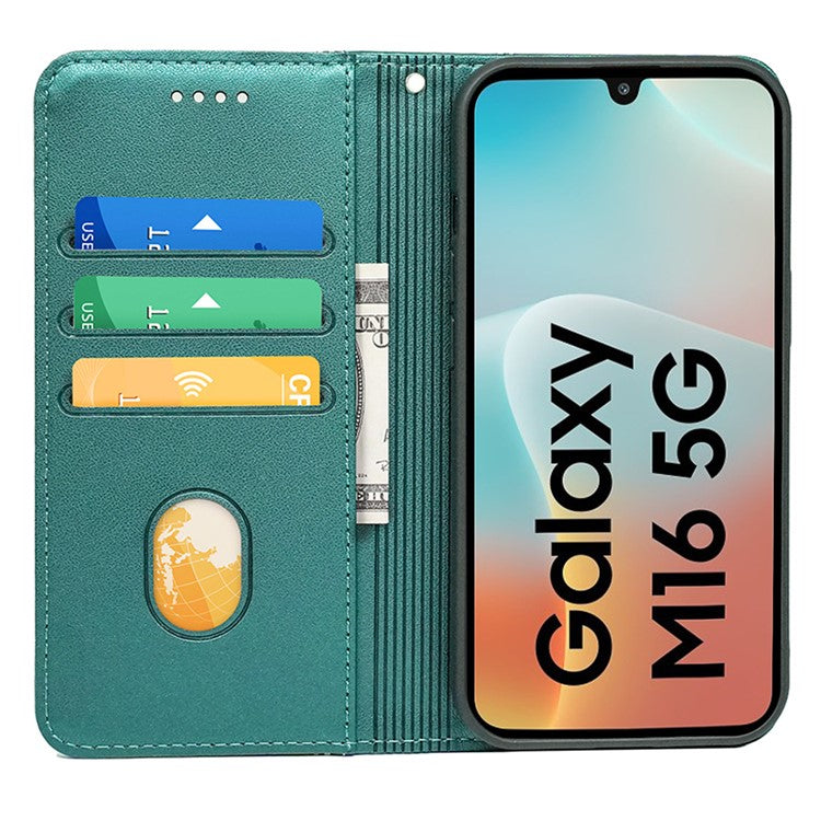 HX01 For Samsung Galaxy M16 5G / F16 5G Wallet Case Magnetic Closing PU Leather Phone Cover - Green
