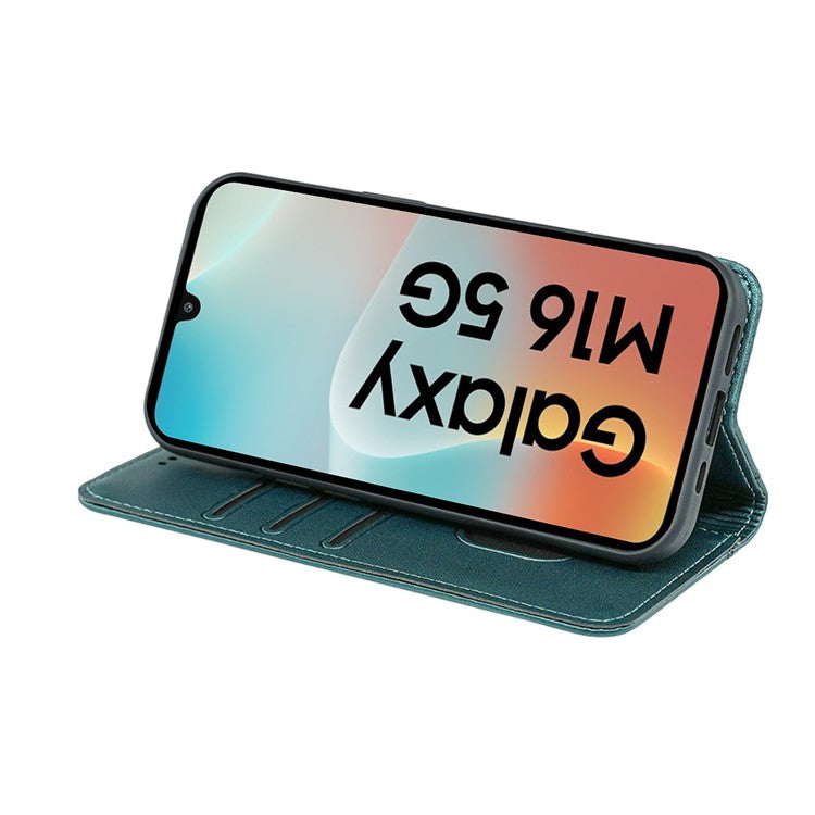 HX01 For Samsung Galaxy M16 5G / F16 5G Wallet Case Magnetic Closing PU Leather Phone Cover - Green