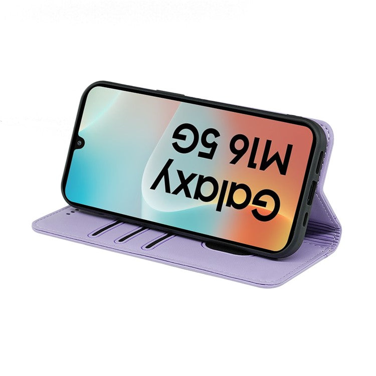 HX01 For Samsung Galaxy M16 5G / F16 5G Wallet Case Magnetic Closing PU Leather Phone Cover - Purple