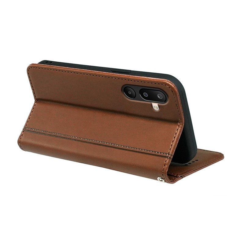 HX01 For Samsung Galaxy M16 5G / F16 5G Wallet Case Magnetic Closing PU Leather Phone Cover - Brown