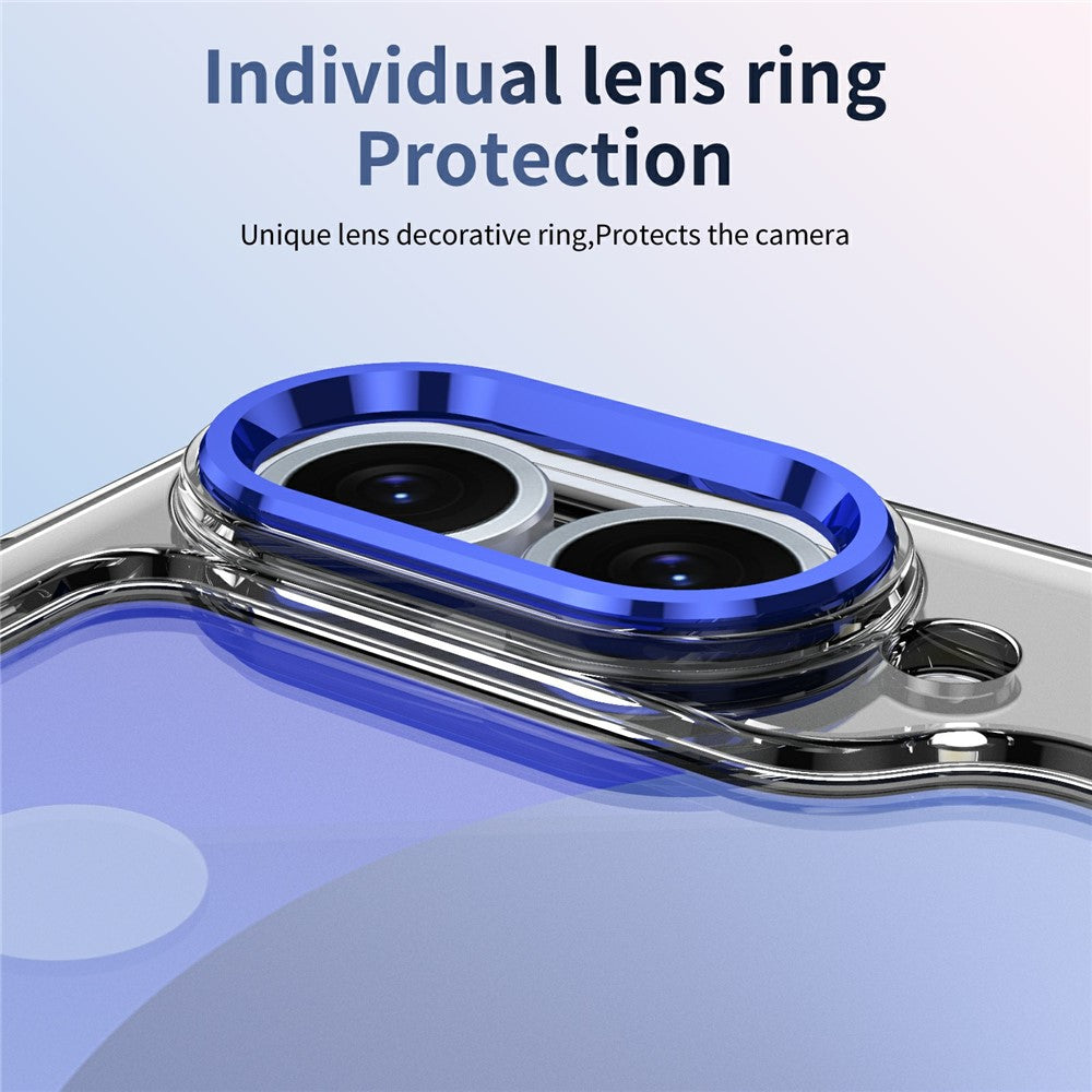 For Samsung Galaxy Z Flip7 FE 5G / Z Flip6 5G Case Magnetic Kickstand Clear PC Phone Cover with HD Screen Film - Blue