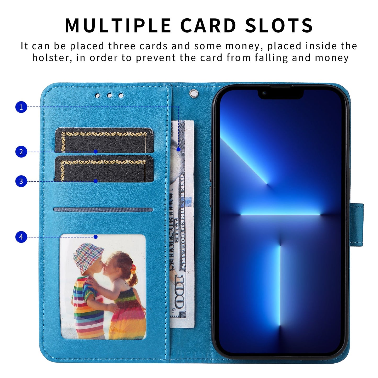 For Samsung Galaxy F16 5G / Galaxy M16 5G Case Sunflower Imprint Leather Wallet Phone Cover - Blue