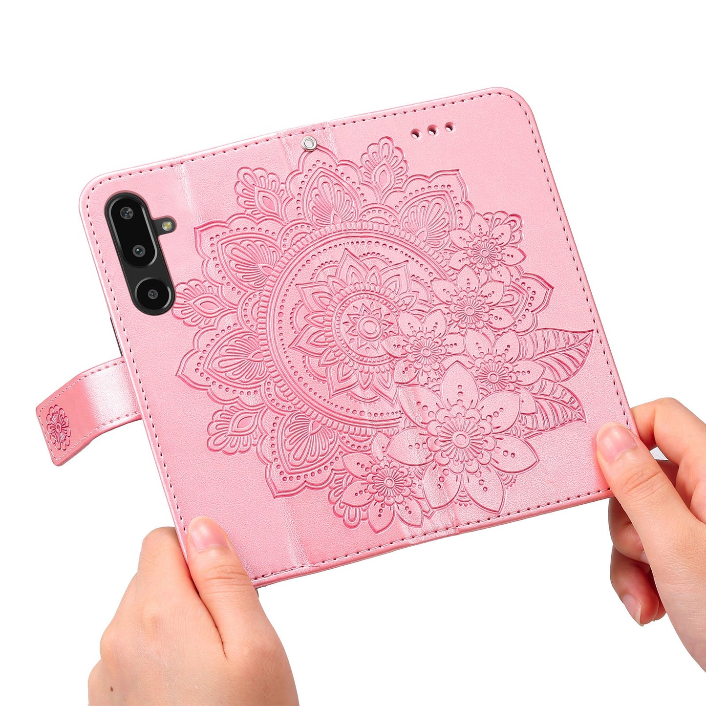 For Samsung Galaxy F16 5G / Galaxy M16 5G Case Floral Pattern PU Leather Wallet Stand Phone Cover - Pink