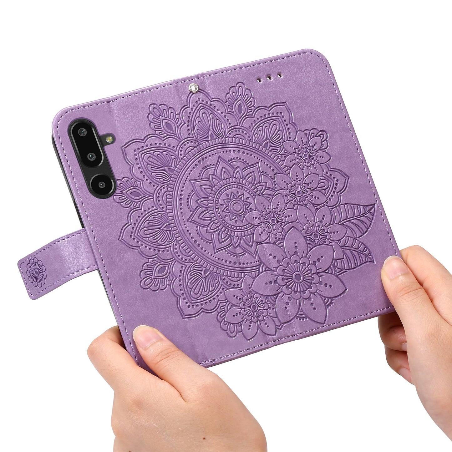 For Samsung Galaxy F16 5G / Galaxy M16 5G Case Floral Pattern PU Leather Wallet Stand Phone Cover - Purple