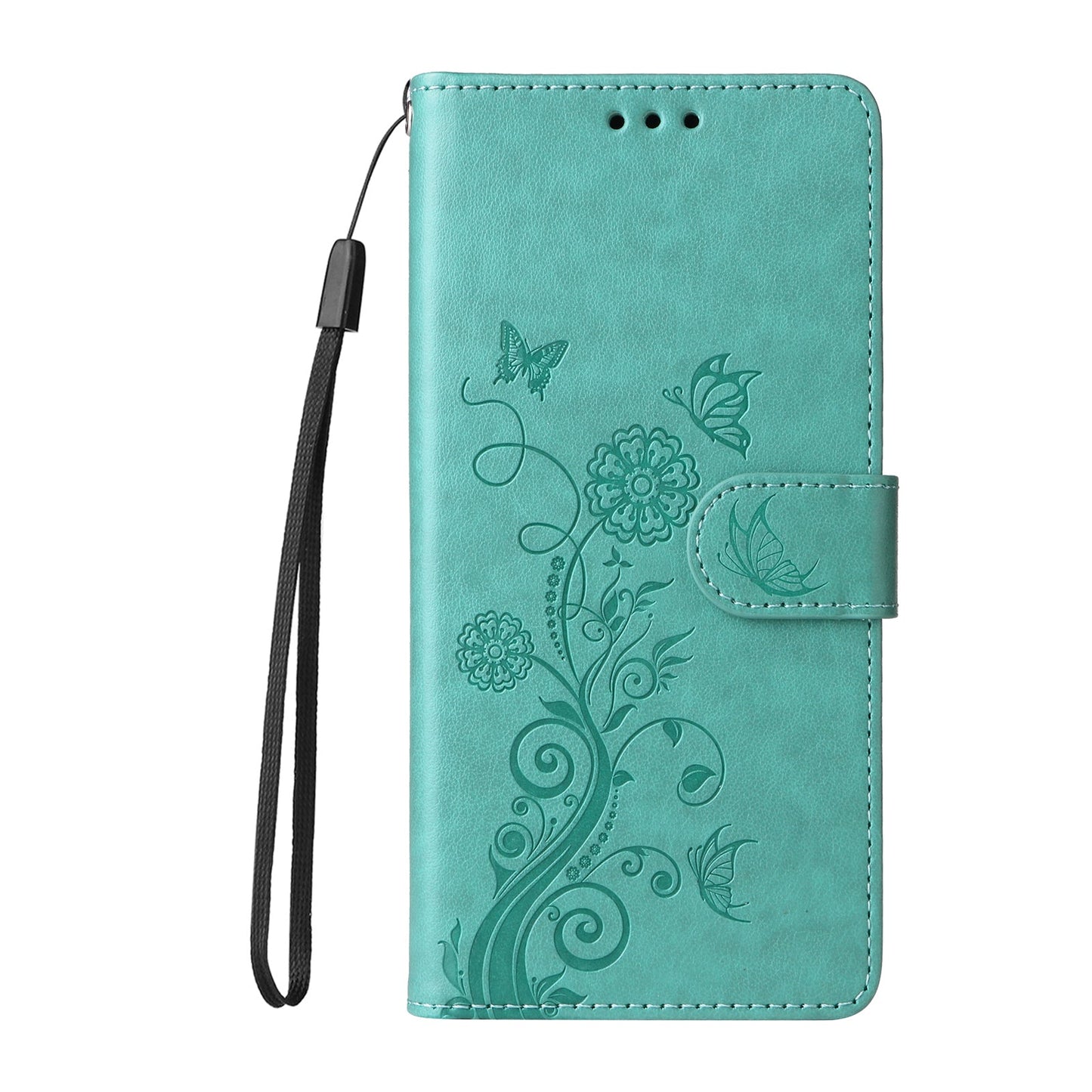 For Samsung Galaxy F16 5G / Galaxy M16 5G Leather Case Butterfly Floral Imprint Wallet Stand Cover - Green