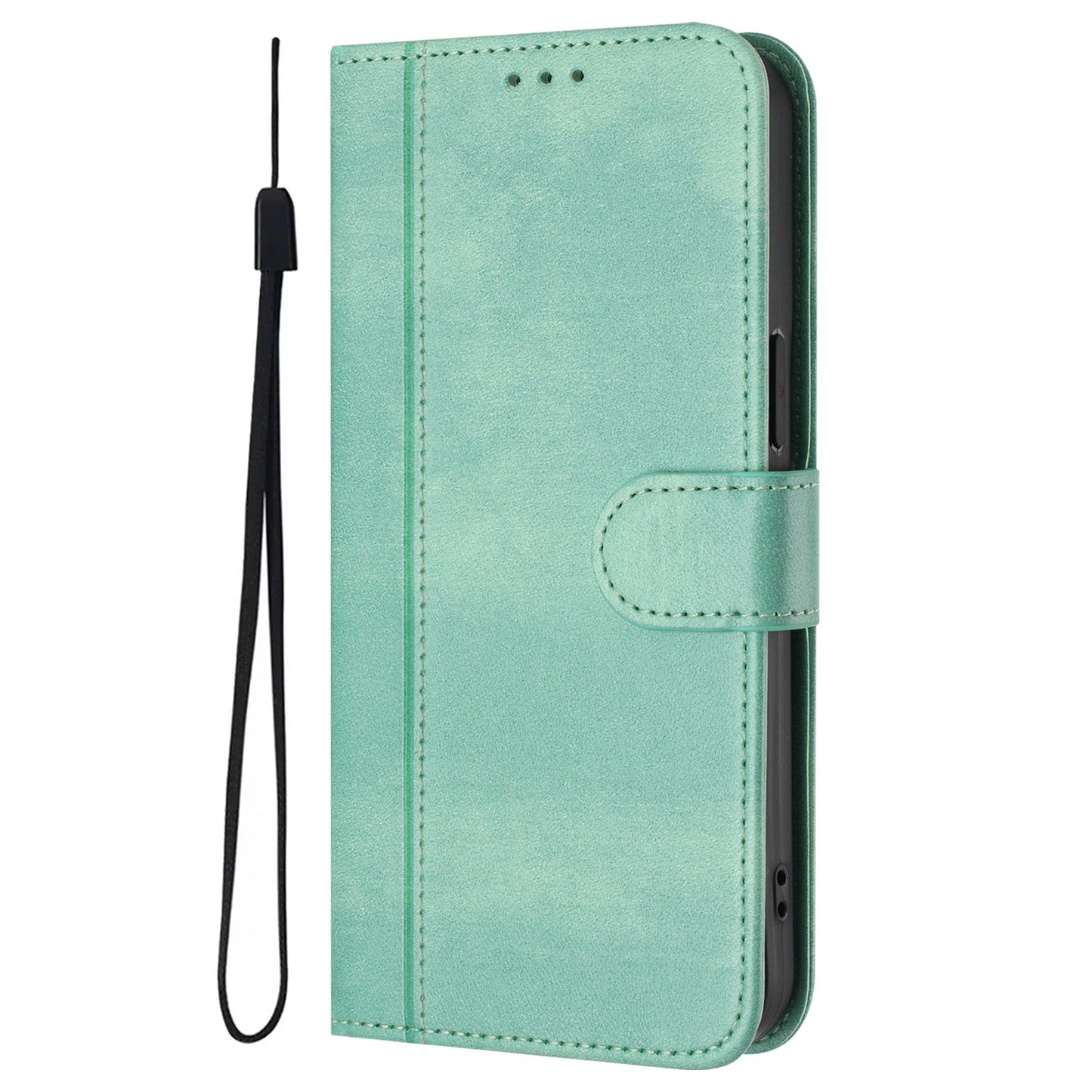 For Oppo Reno13 F 5G Cases Wallet Stand Retro Texture Leather Phone Cover with Lanyard - Mint Green