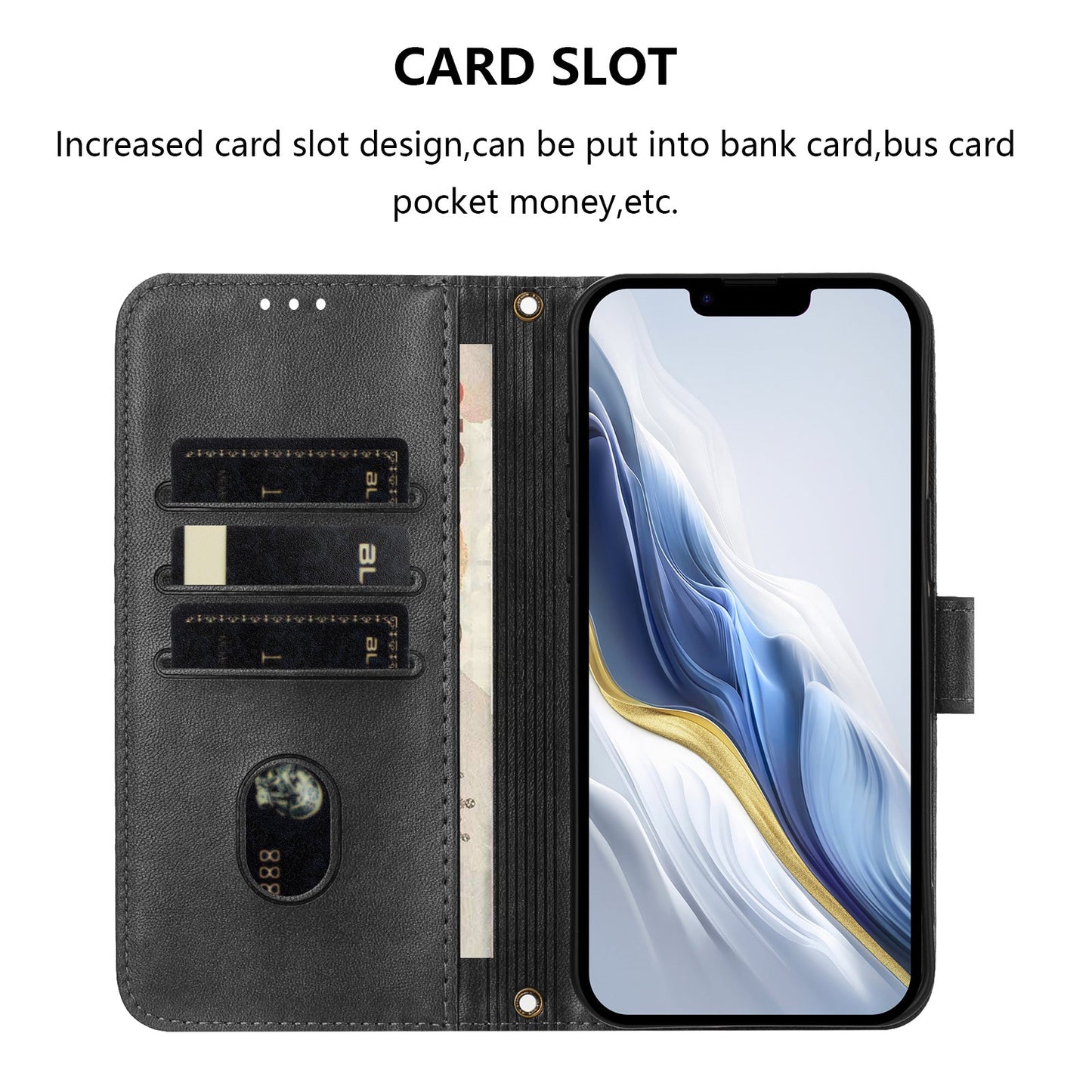 For Oppo Reno13 F 5G Cases Wallet Stand Retro Texture Leather Phone Cover with Lanyard - Black