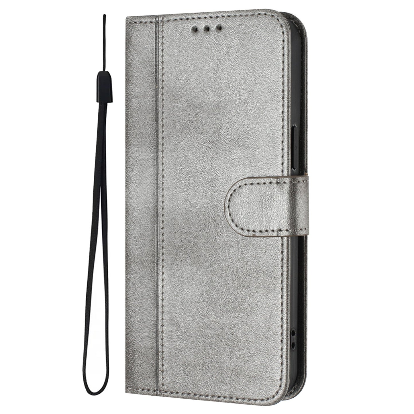 For Oppo Reno13 F 5G Cases Wallet Stand Retro Texture Leather Phone Cover with Lanyard - Grey