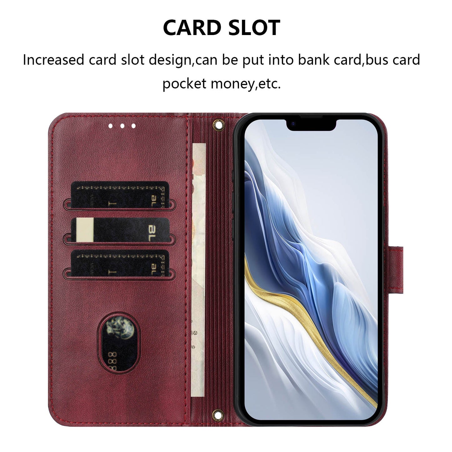For Oppo Reno13 F 5G Cases Wallet Stand Retro Texture Leather Phone Cover with Lanyard - Wine Red