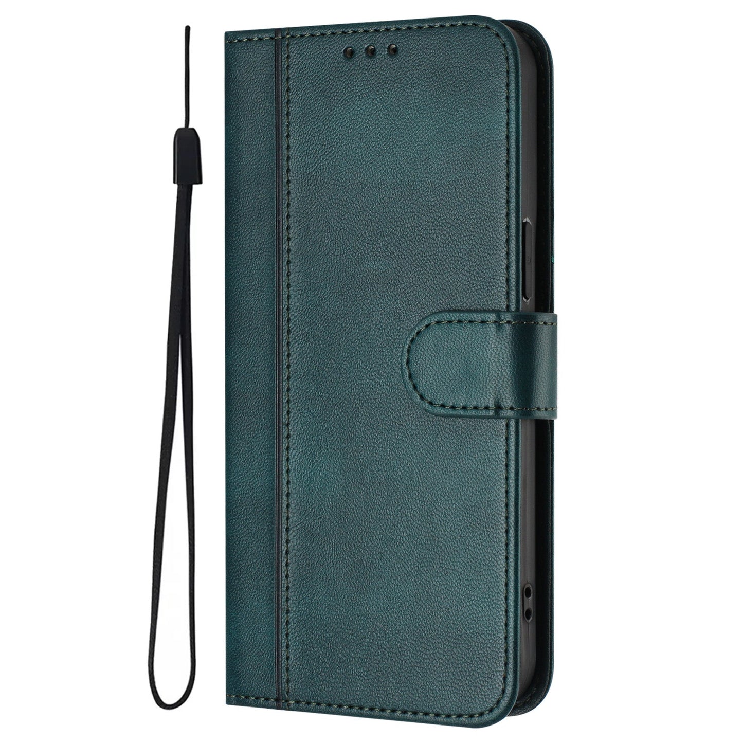 For Oppo Reno13 F 5G Cases Wallet Stand Retro Texture Leather Phone Cover with Lanyard - Dark Green