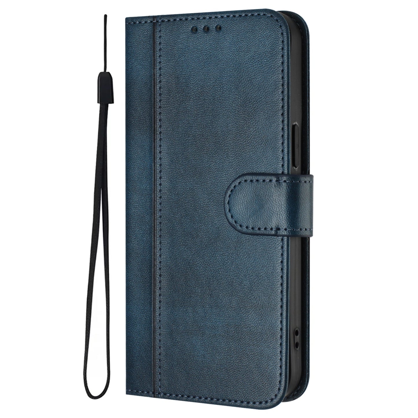 For Oppo Reno13 F 5G Cases Wallet Stand Retro Texture Leather Phone Cover with Lanyard - Blue