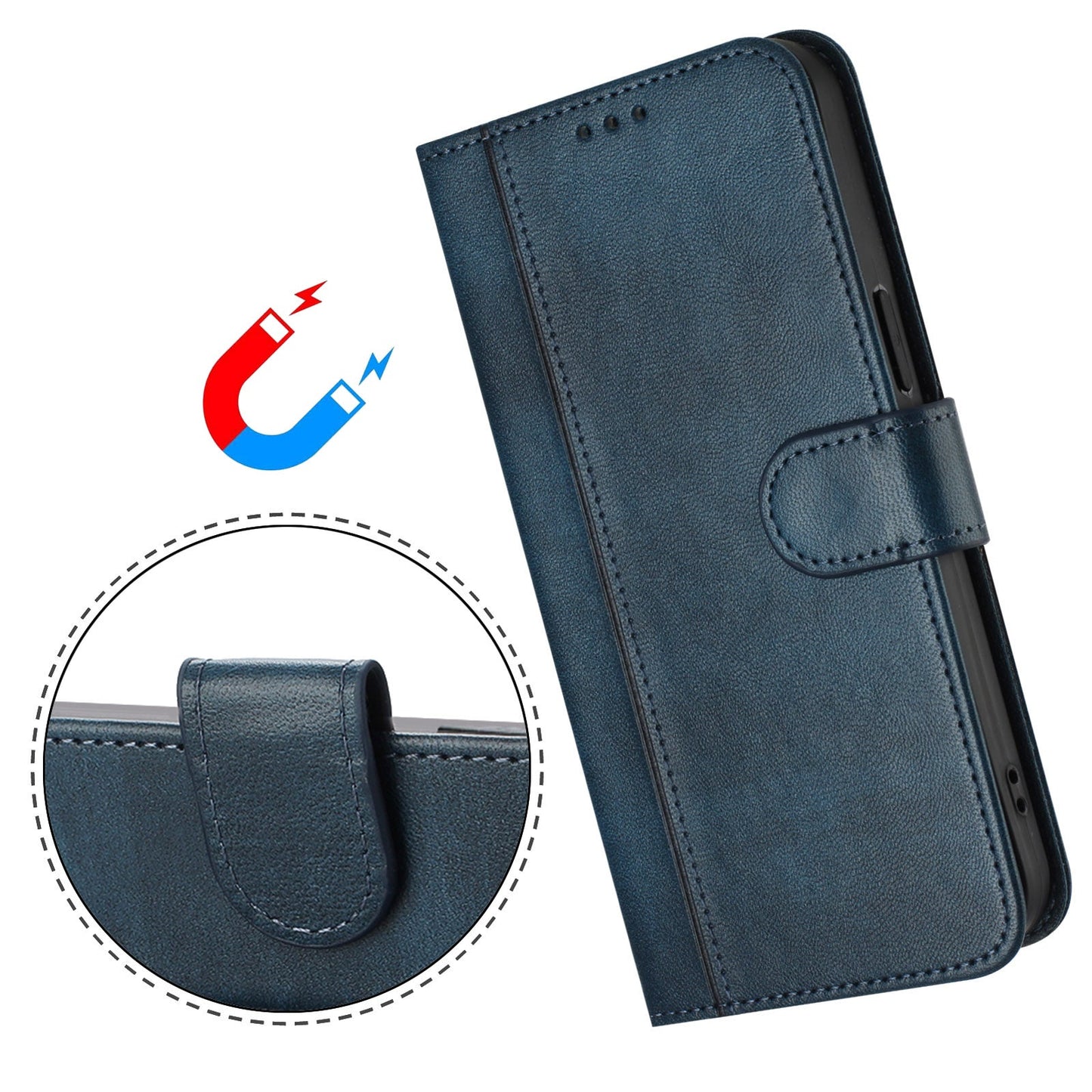For Oppo Reno13 F 5G Cases Wallet Stand Retro Texture Leather Phone Cover with Lanyard - Blue