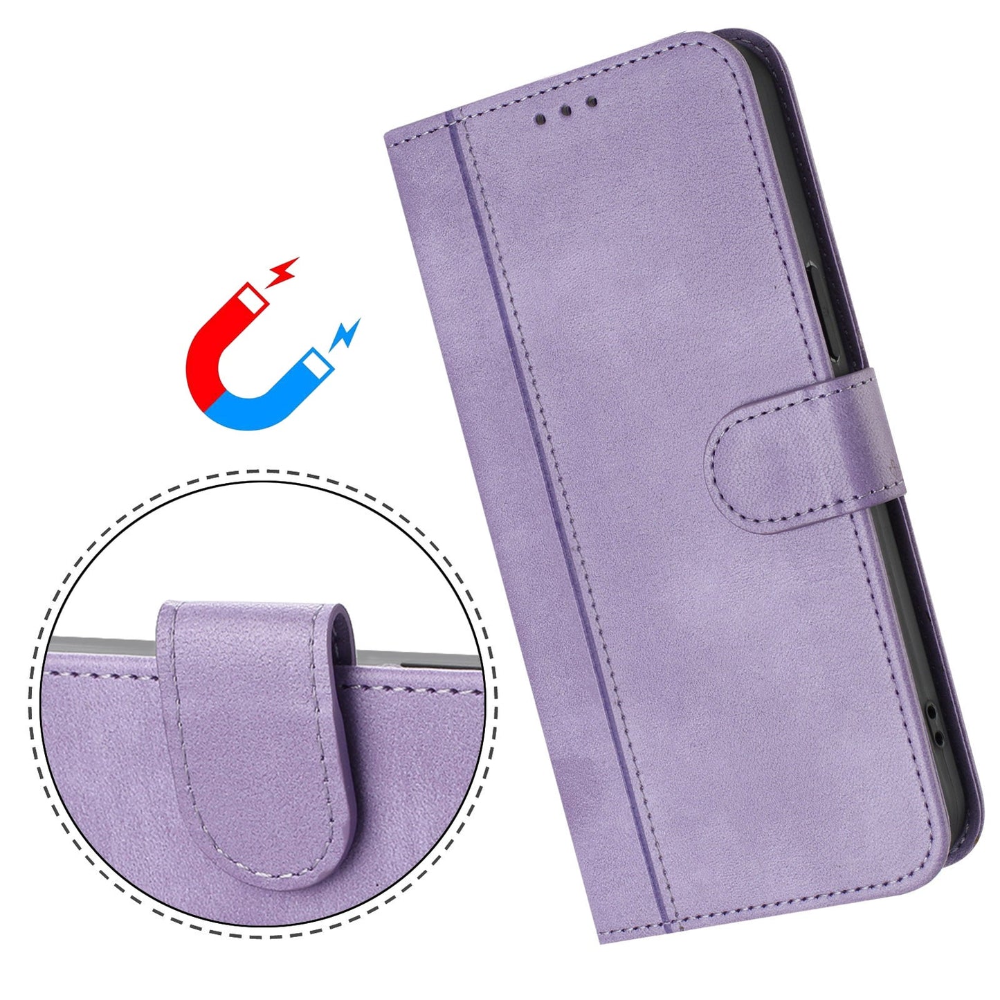 For Oppo Reno13 F 5G Cases Wallet Stand Retro Texture Leather Phone Cover with Lanyard - Light Purple