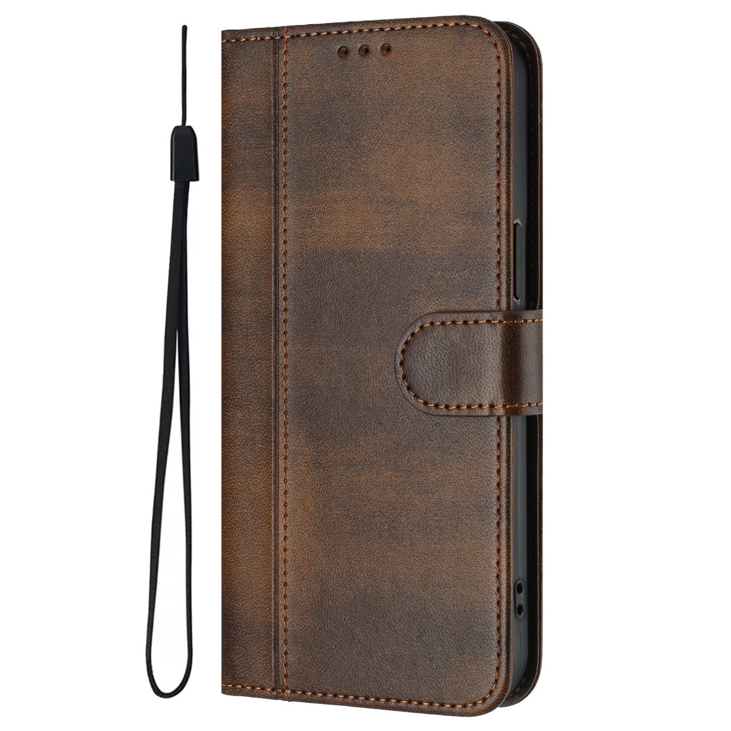 For Oppo Reno13 F 5G Cases Wallet Stand Retro Texture Leather Phone Cover with Lanyard - Brown