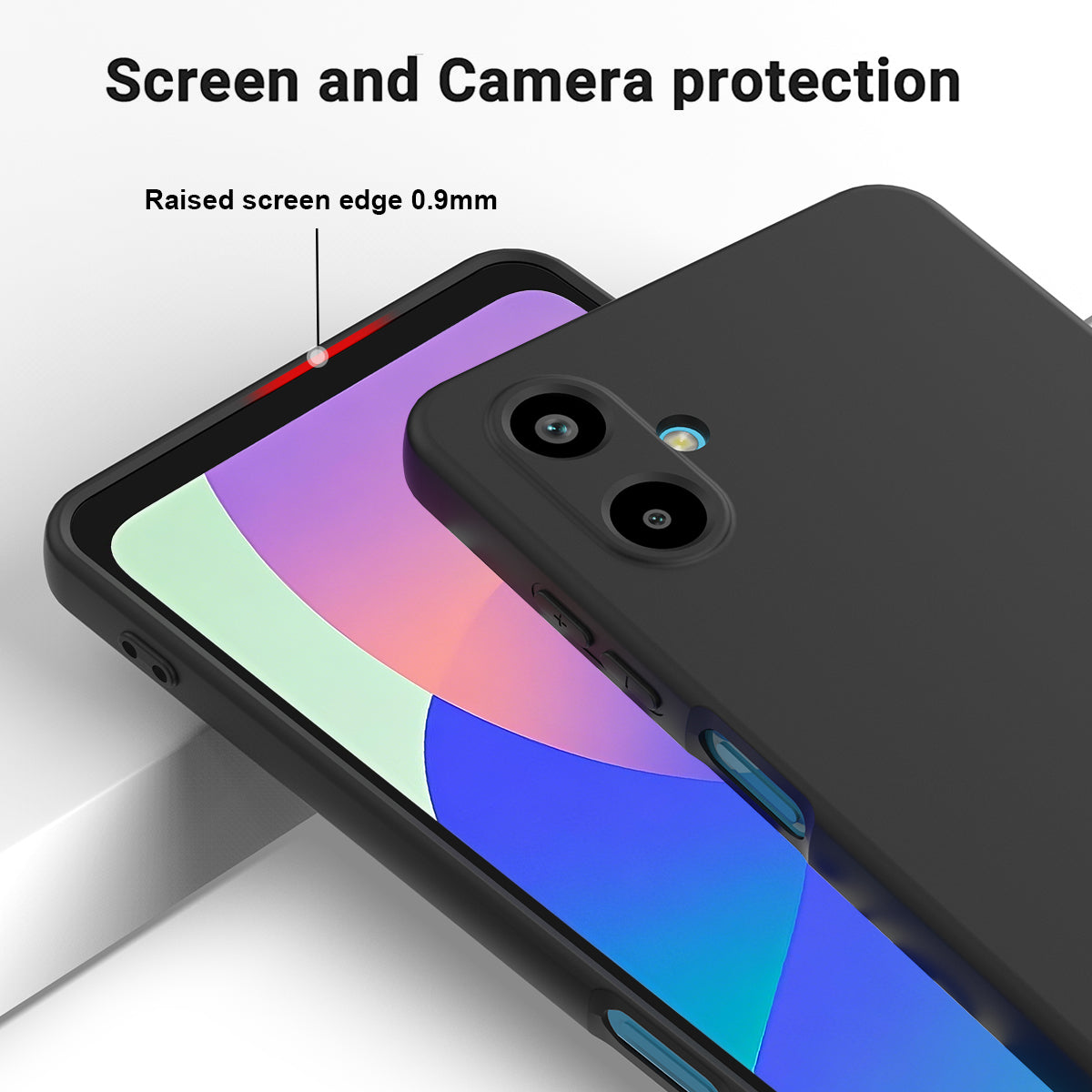For Samsung Galaxy F06 5G / Galaxy M06 5G Liquid Silicone Case Phone Back Cover with Hand Strap - Black