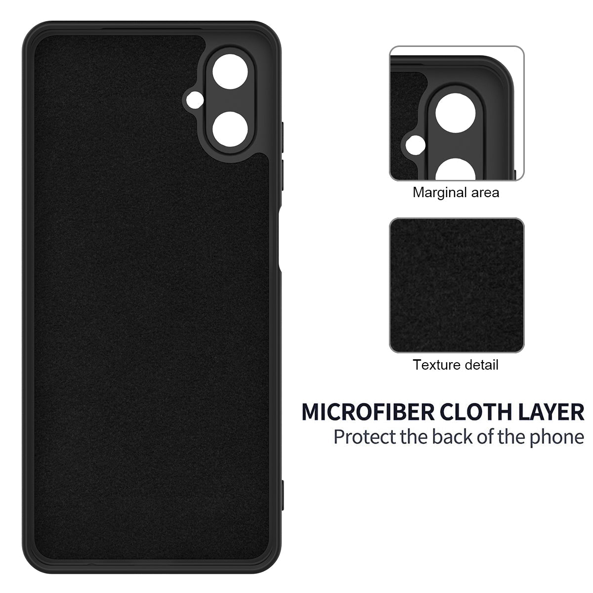 For Samsung Galaxy F06 5G / Galaxy M06 5G Liquid Silicone Case Phone Back Cover with Hand Strap - Black