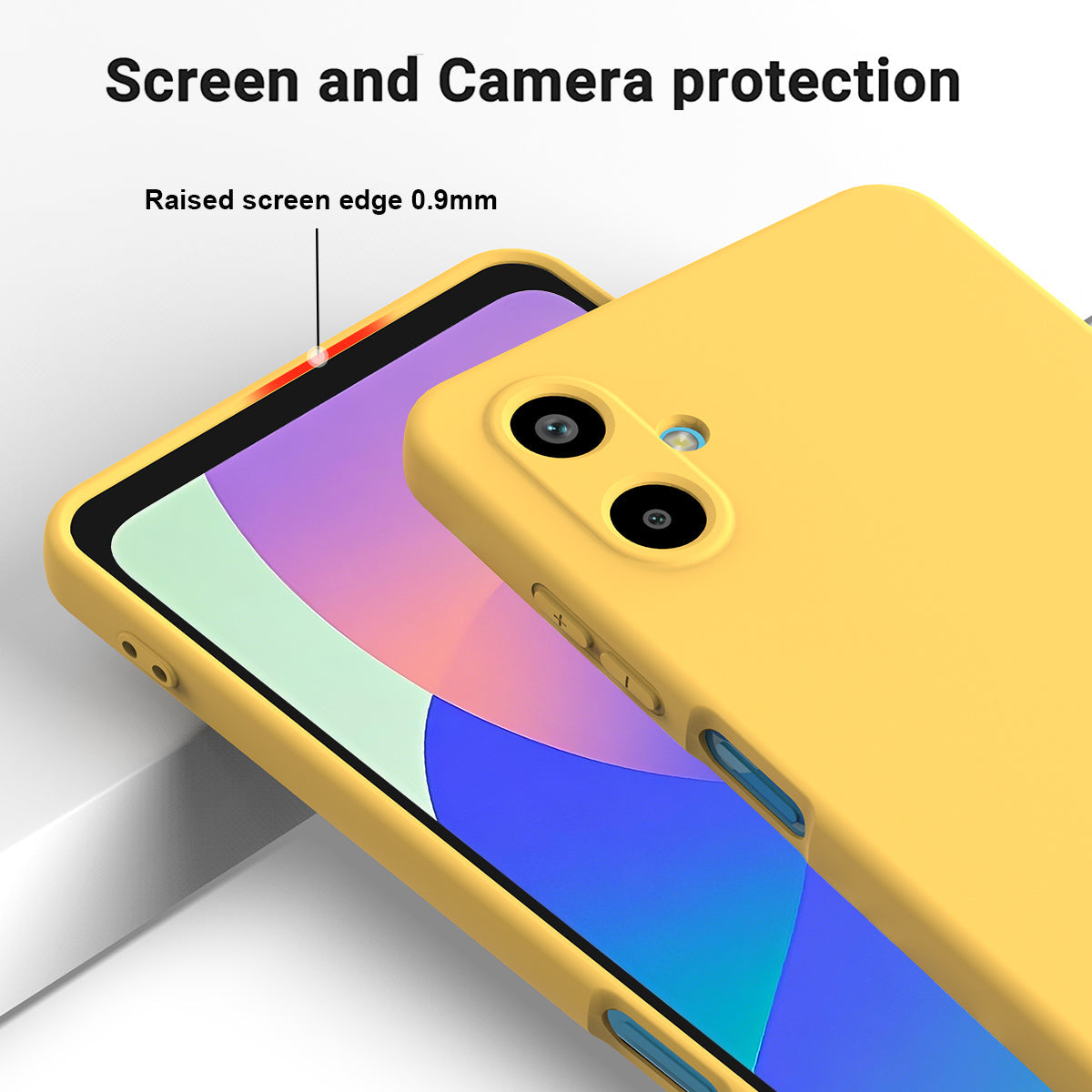 For Samsung Galaxy F06 5G / Galaxy M06 5G Liquid Silicone Case Phone Back Cover with Hand Strap - Yellow