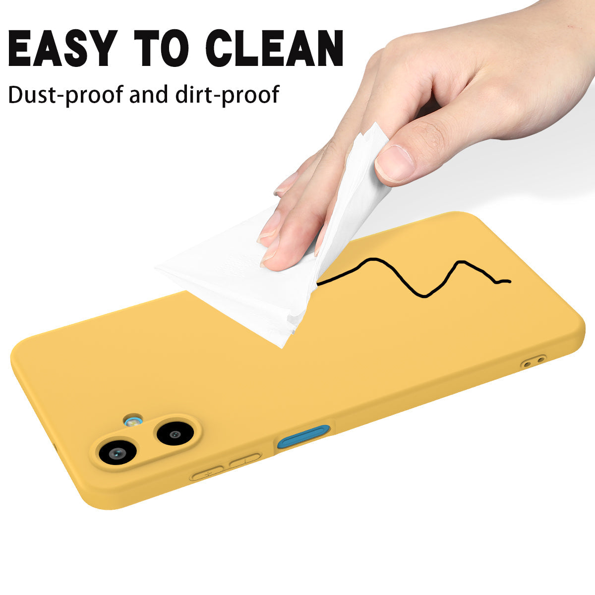 For Samsung Galaxy F06 5G / Galaxy M06 5G Liquid Silicone Case Phone Back Cover with Hand Strap - Yellow