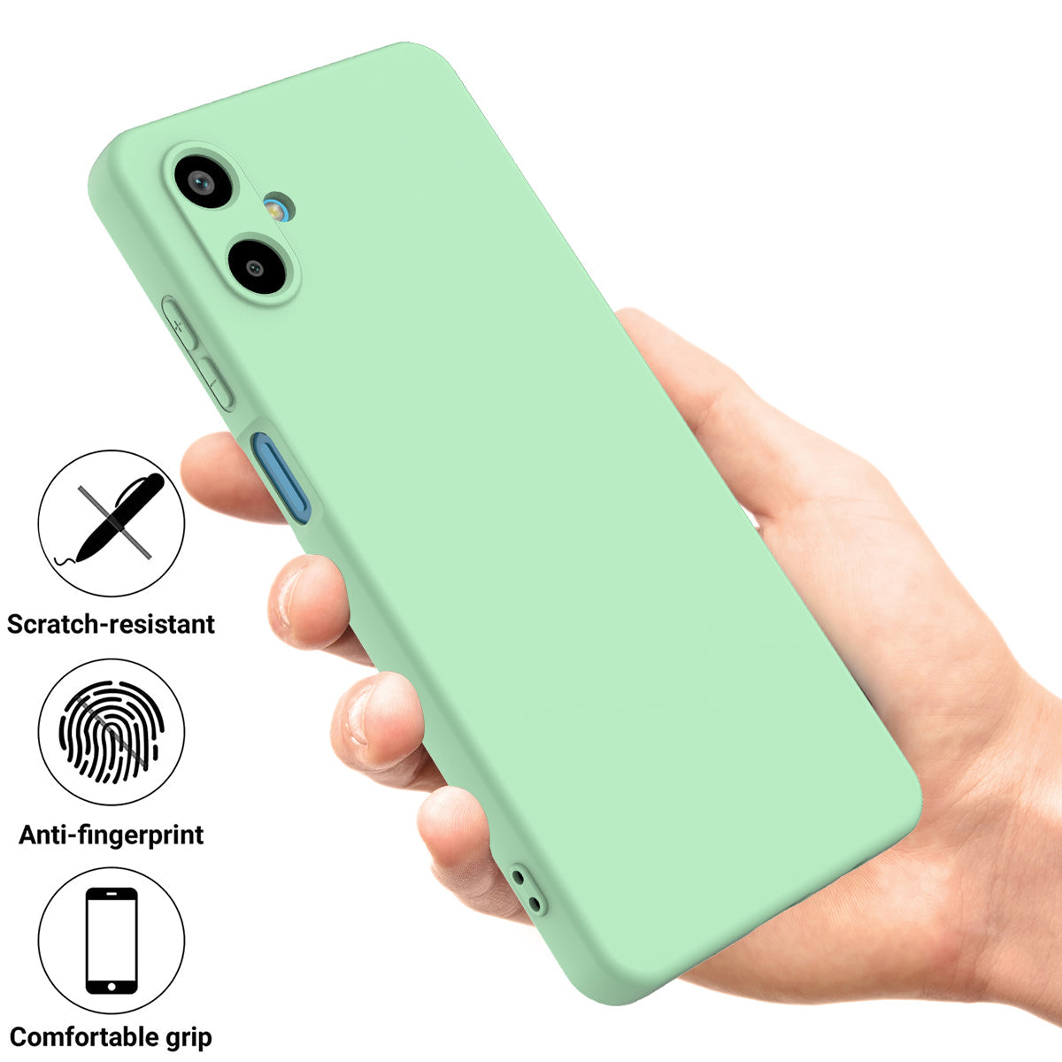 For Samsung Galaxy F06 5G / Galaxy M06 5G Liquid Silicone Case Phone Back Cover with Hand Strap - Green