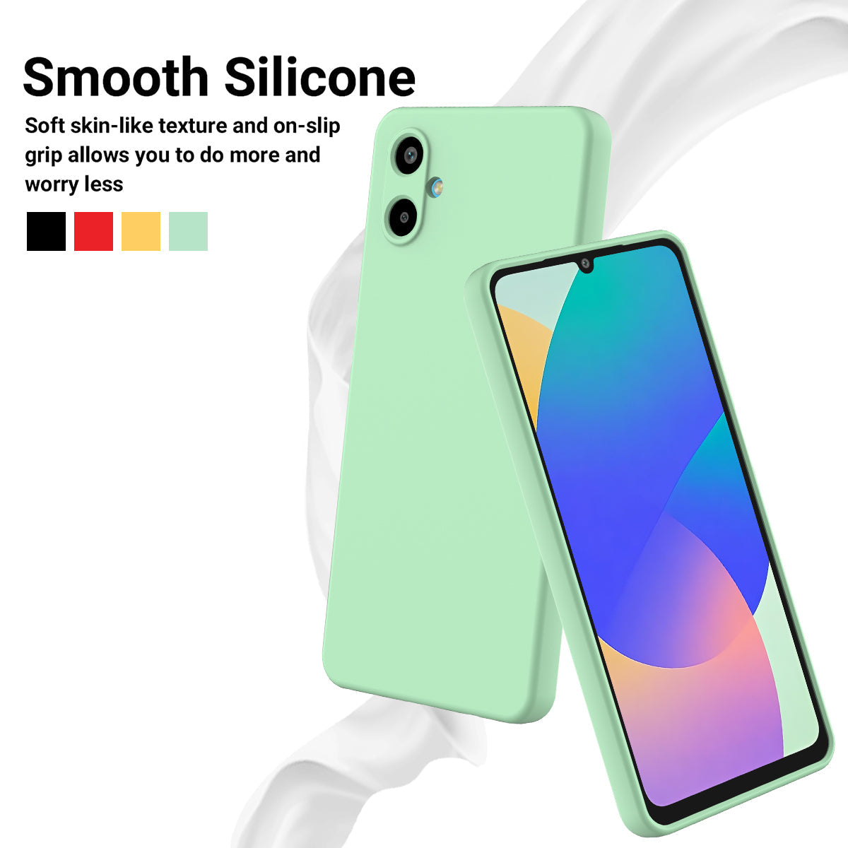For Samsung Galaxy F06 5G / Galaxy M06 5G Liquid Silicone Case Phone Back Cover with Hand Strap - Green