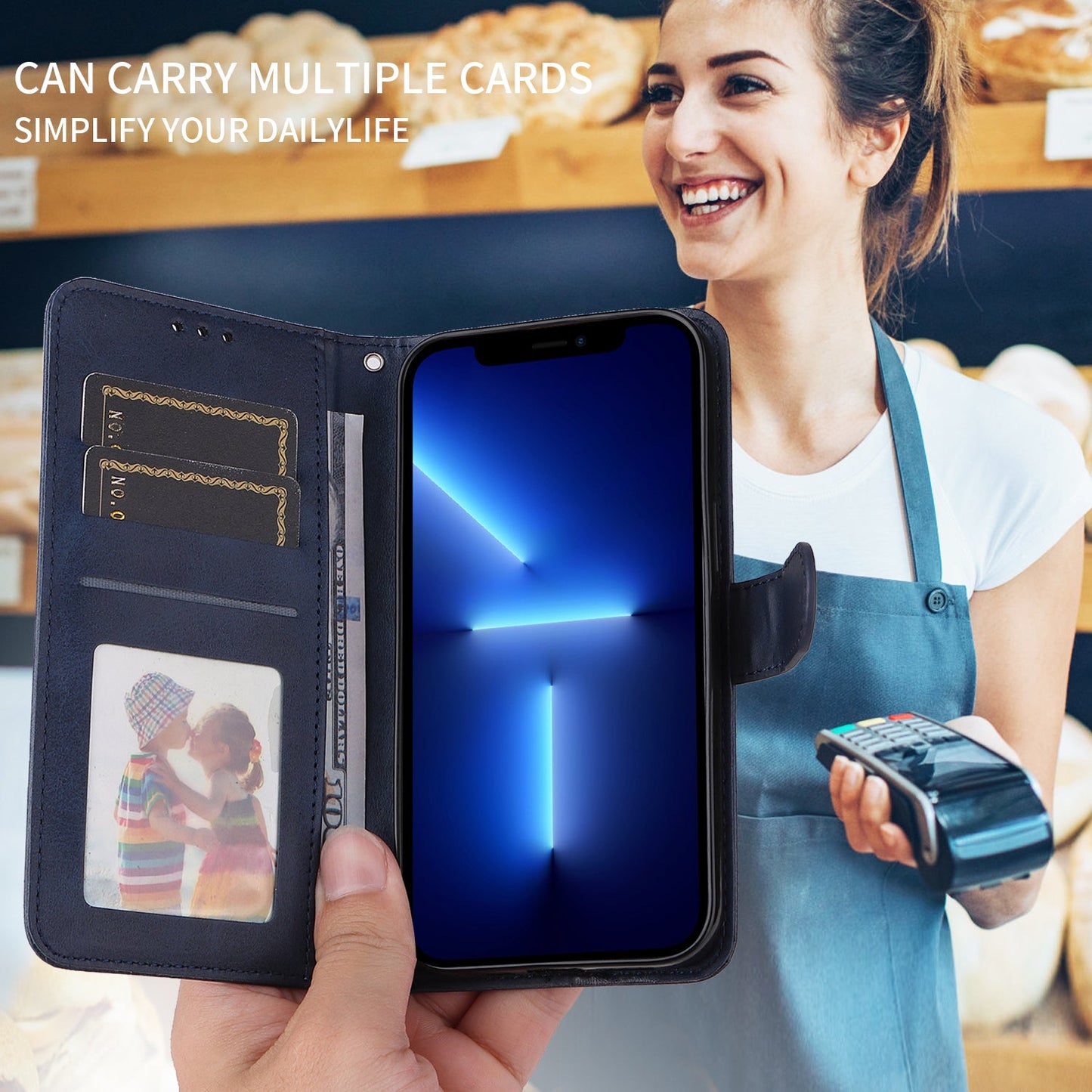 For Samsung Galaxy F16 5G / Galaxy M16 5G Case Wallet PU Leather Folio Flip Phone Cover - Blue