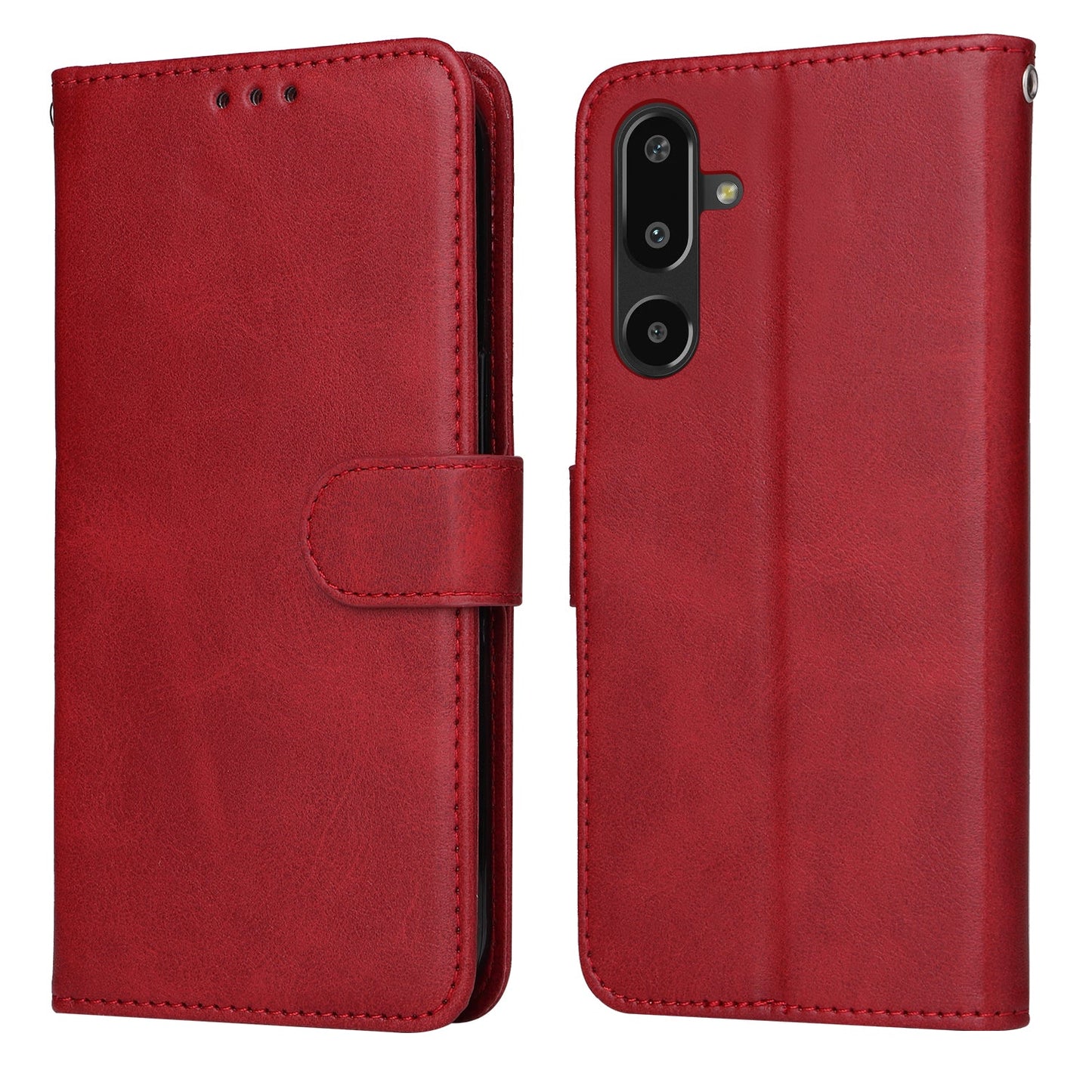 For Samsung Galaxy F16 5G / Galaxy M16 5G Case Wallet PU Leather Folio Flip Phone Cover - Red