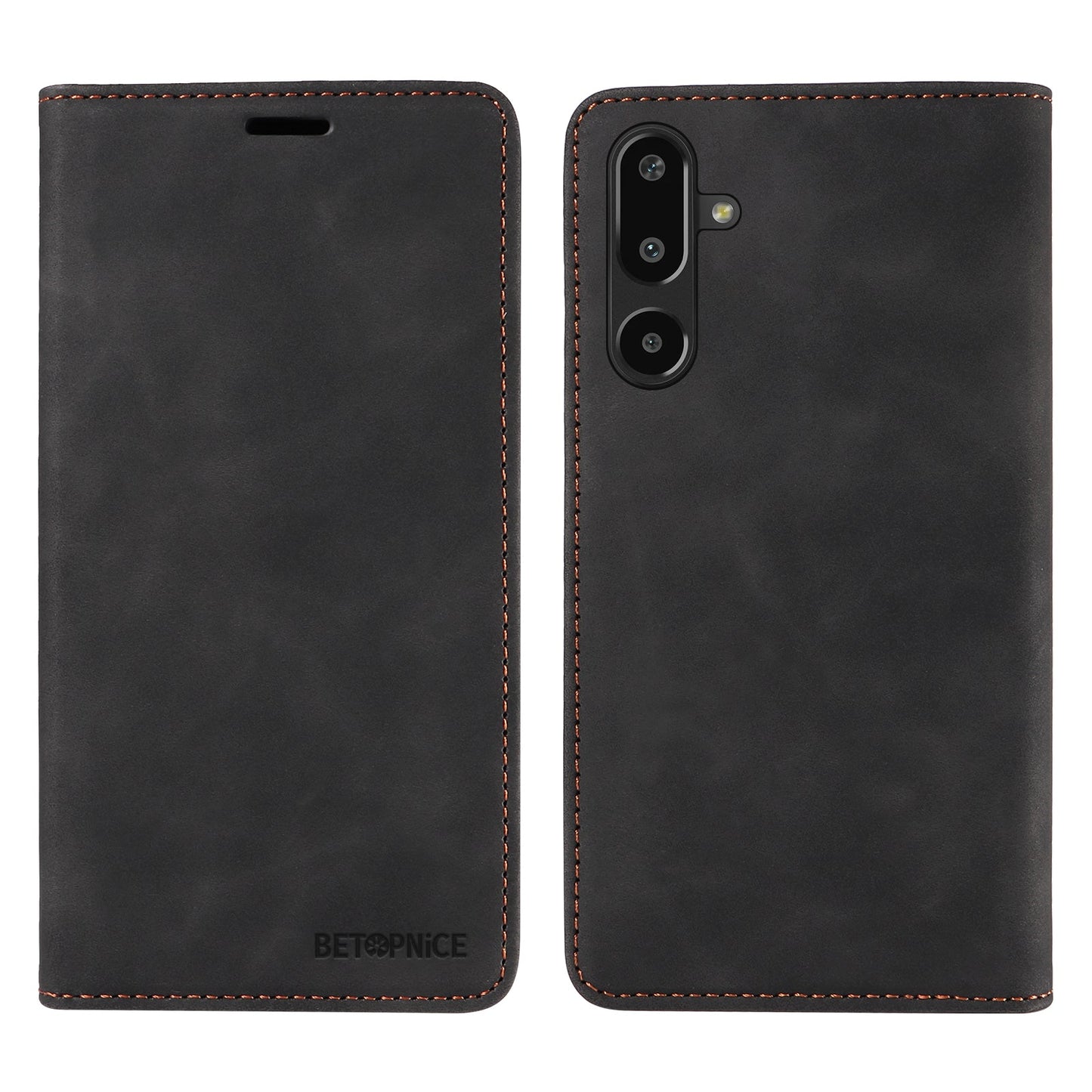 For Samsung Galaxy F16 5G / Galaxy M16 5G Case BETOPNICE Magnetic Closure RFID Blocking Wallet Stand Leather Phone Cover - Black