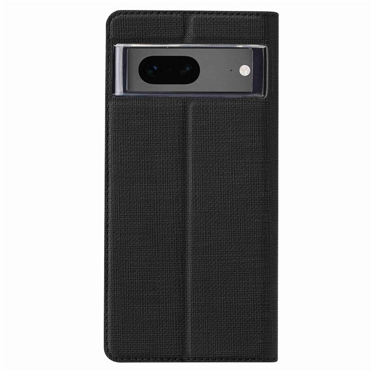 VILI DMX Series for Google Pixel 7 5G Anti-scratch PU Leather Auto Closing Magnetic Phone Case Card Holder Stand Protective Cover - Black