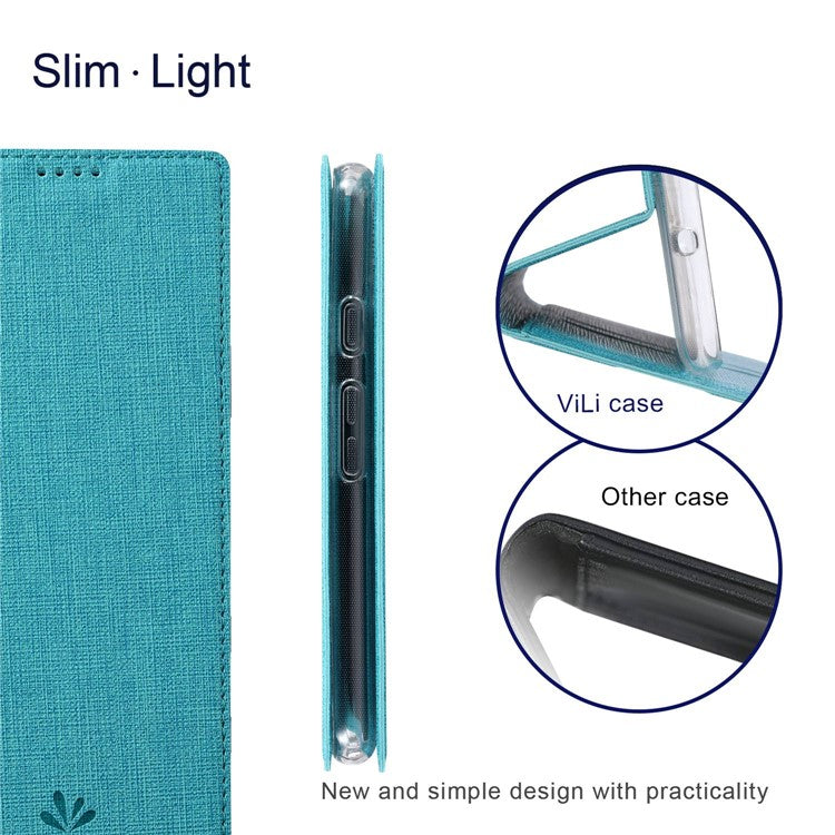 VILI DMX Series for Google Pixel 7 5G Anti-scratch PU Leather Auto Closing Magnetic Phone Case Card Holder Stand Protective Cover - Blue