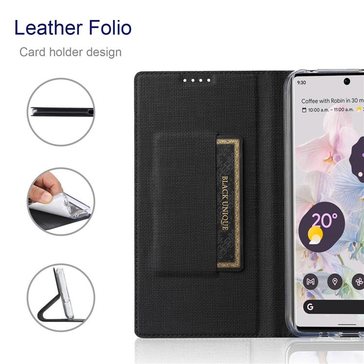 VILI DMX Series for Google Pixel 7 Pro 5G PU Leather Flip Cover Stand Magnetic Auto Closing Protective Case with Card Holder - Black