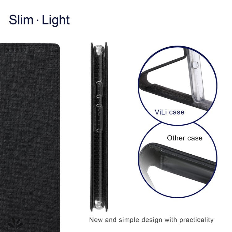 VILI DMX Series for Google Pixel 7 Pro 5G PU Leather Flip Cover Stand Magnetic Auto Closing Protective Case with Card Holder - Black