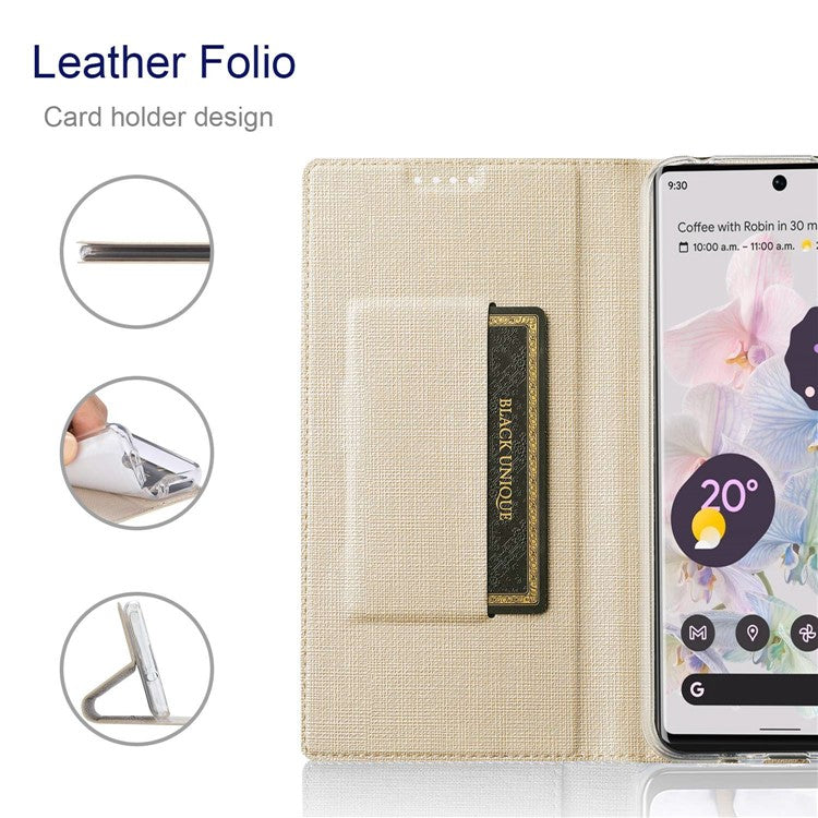 VILI DMX Series for Google Pixel 7 Pro 5G PU Leather Flip Cover Stand Magnetic Auto Closing Protective Case with Card Holder - Khaki