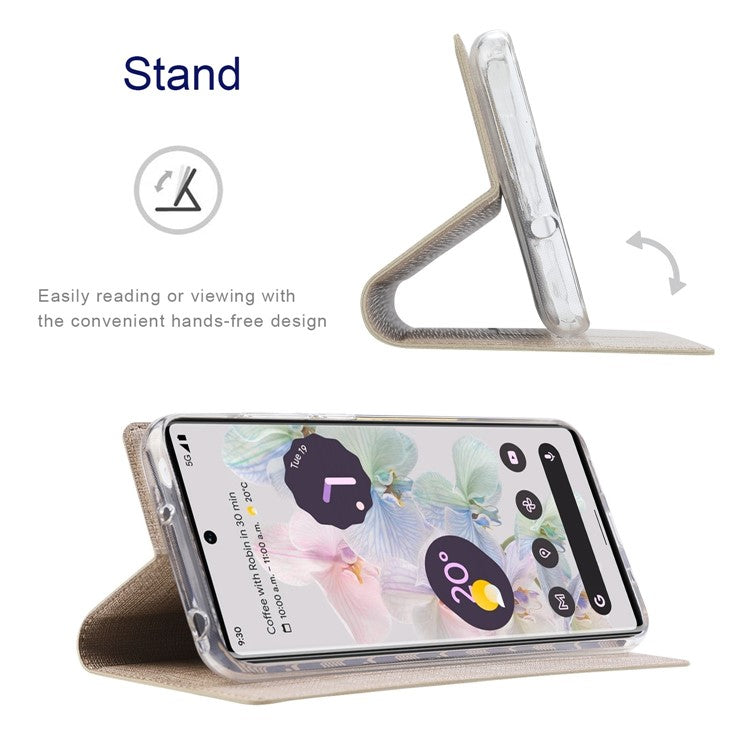VILI DMX Series for Google Pixel 7 Pro 5G PU Leather Flip Cover Stand Magnetic Auto Closing Protective Case with Card Holder - Khaki