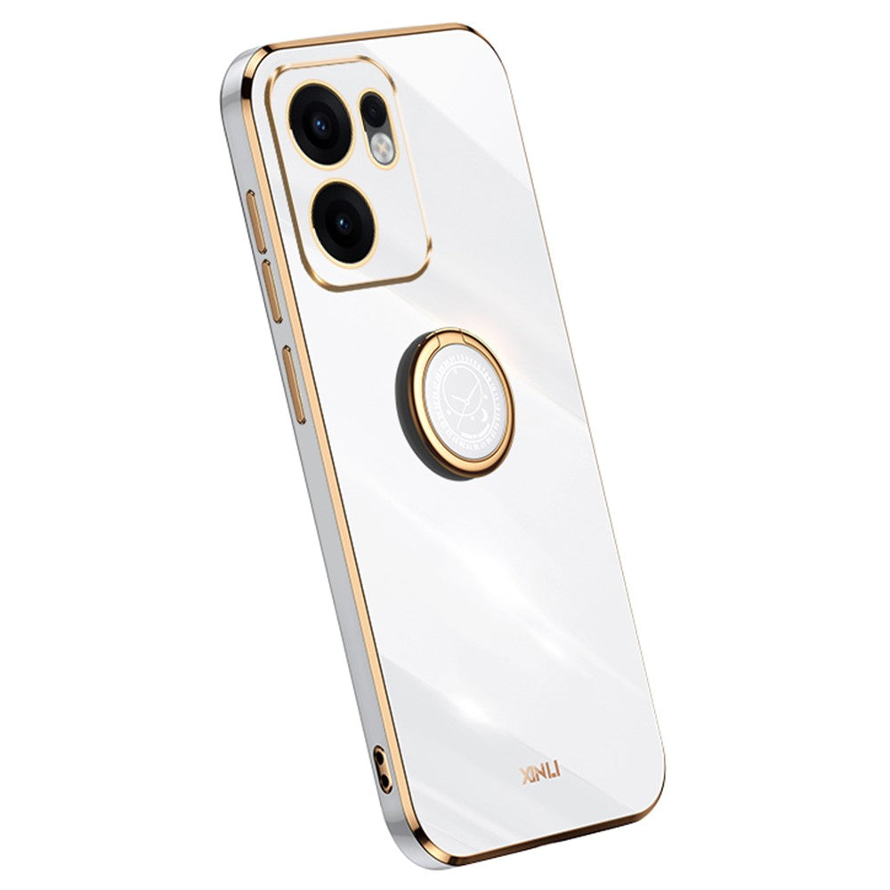 XINLI For Oppo Reno13 F 5G Case Ring Kickstand Electroplating TPU Phone Cover - White