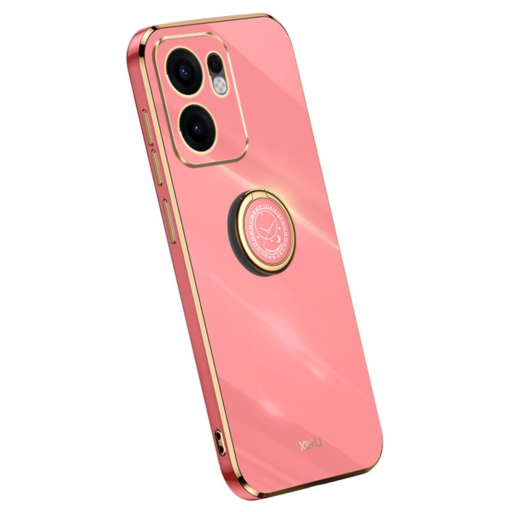 XINLI For Oppo Reno13 F 5G Case Ring Kickstand Electroplating TPU Phone Cover - Red