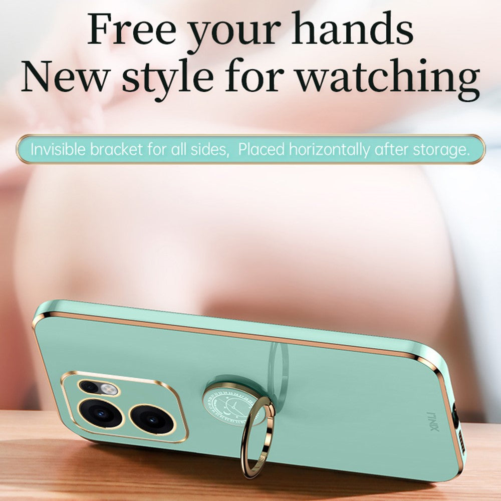 XINLI For Oppo Reno13 F 5G Case Ring Kickstand Electroplating TPU Phone Cover - Red