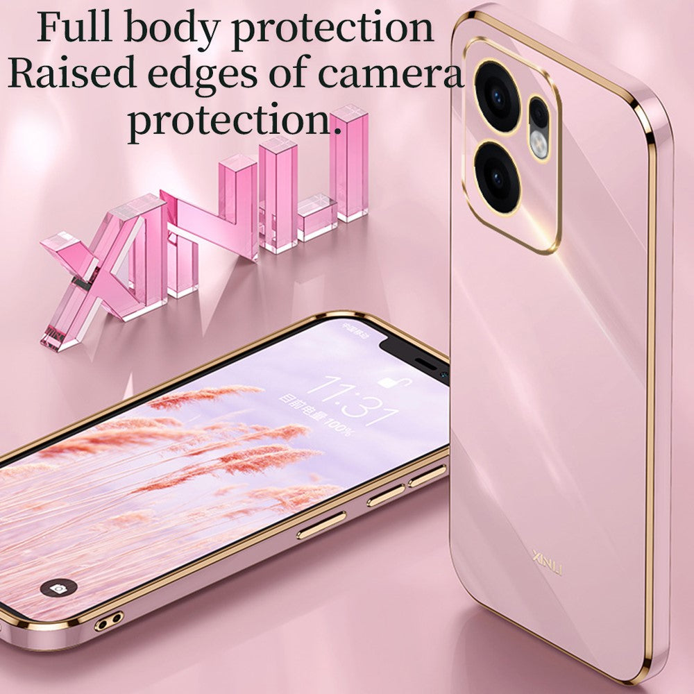 XINLI For Oppo Reno13 F 5G Case Ring Kickstand Electroplating TPU Phone Cover - Red