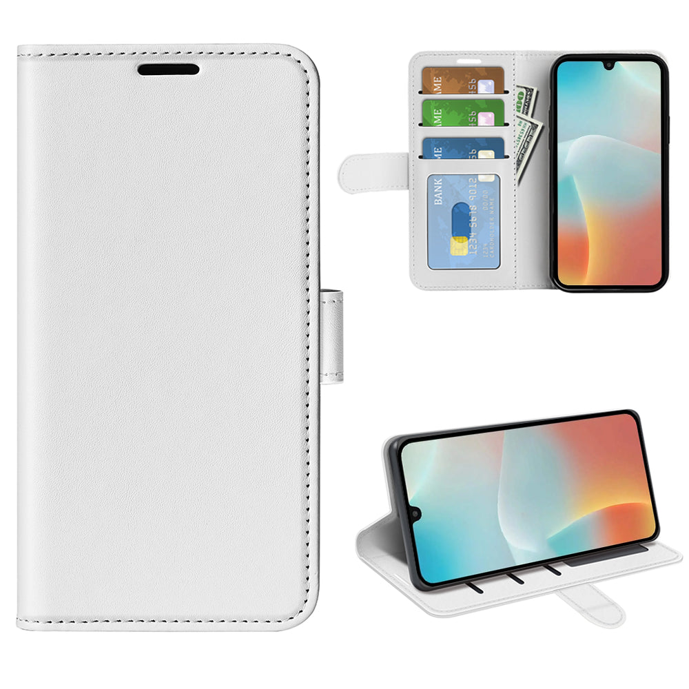 For Samsung Galaxy M16 5G Case Crazy Horse Texture Stand Leather Phone Cover - White