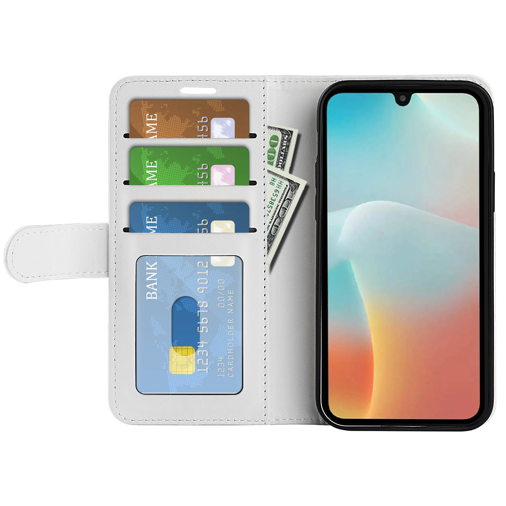 For Samsung Galaxy M16 5G Case Crazy Horse Texture Stand Leather Phone Cover - White