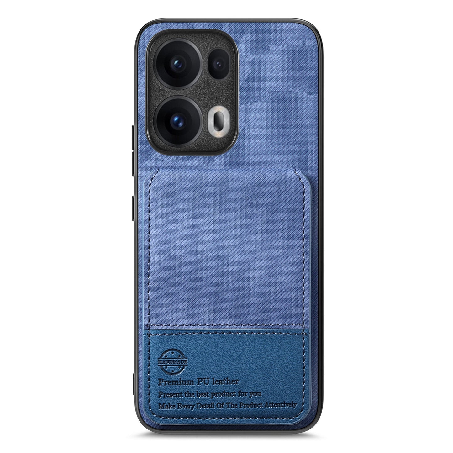 For Oppo Reno13 Pro 5G Case Cloth Texture Leather + PC + TPU RFID Blocking Phone Cover with Card Holder - Blue